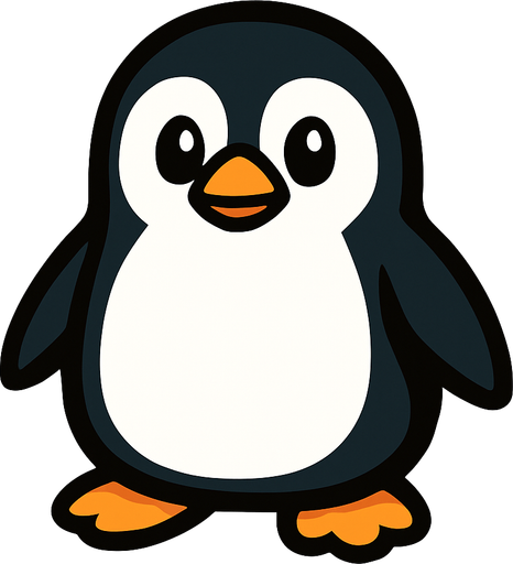 Penguin.
In-Game asset.  2d.  High contrast.  No shadows