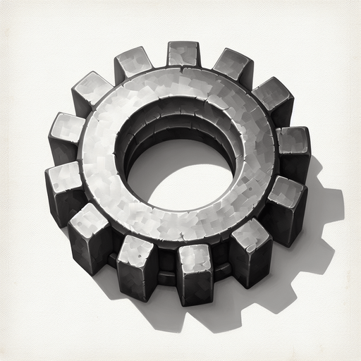 стальная шестерня в стиле hand-paint.
Single Game Texture.  In-Game asset.  2d.  Blank background.  High contrast.  No shadows
