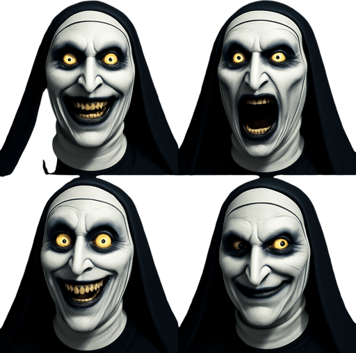 3D the nun Scary and funny face meme. different faces look. face only
In-Game asset.  3D.  High contrast.  No shadows