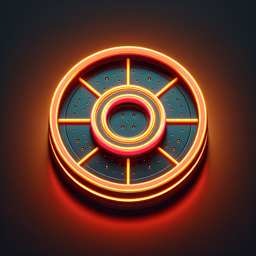Air hockey disk with neon orange lights. top view.
Single Game Texture. In-Game asset. 2d. Blank background. High contrast. No shadows.