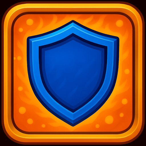 синий щит на ярко оранжевом фоне