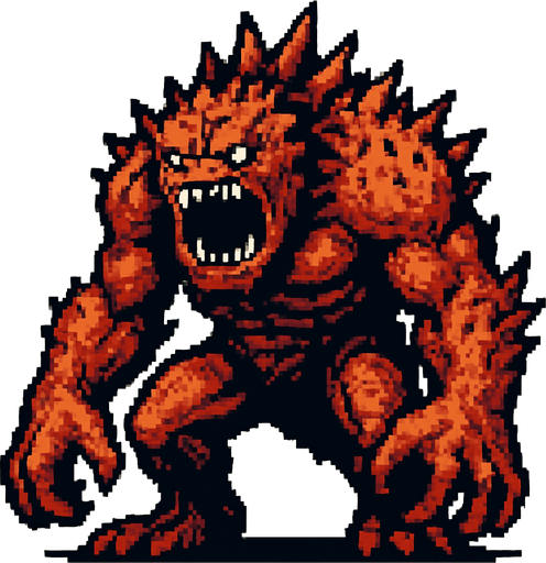 monster giant, pixel art, no background.
In-Game asset.  2d.  High contrast.  No shadows