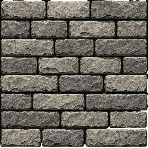 realistic stone brick wall.
In-Game asset.  2d.  High contrast.  No shadows