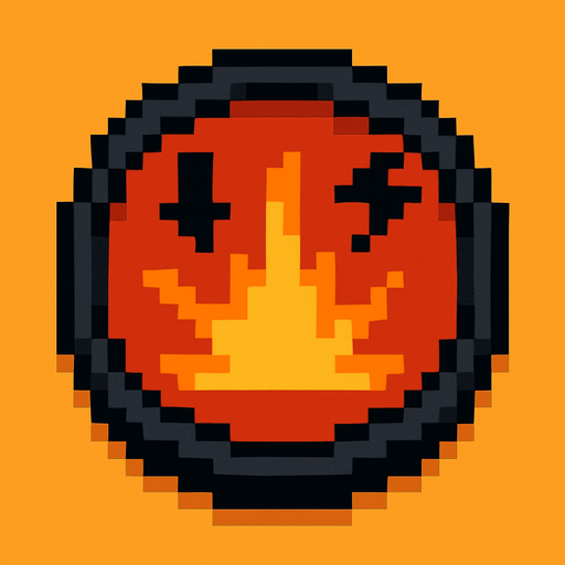 pixel art circle damage button with symbols and no letters.
In-Game asset.  2d.  High contrast.  No shadows
