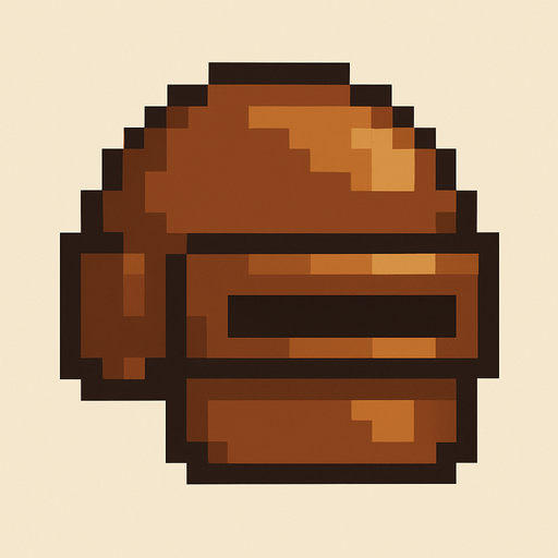 pixel brown game helmet.
In-Game asset.  2d.  High contrast.  No shadows