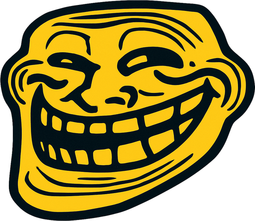 Troll face.
In-Game asset.  2d.  High contrast.  No shadows
