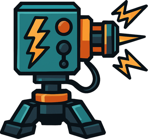 Electrical turret.
In-Game asset.  2d.  High contrast.  No shadows