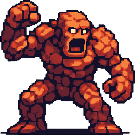 colossus monster, pixel art, standing, attacking.
In-Game asset.  2d.  High contrast.  No shadows