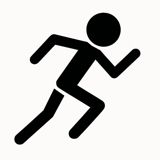 Un stickman con una posición de corredor.
In-Game asset.  2d.  High contrast.  No shadows