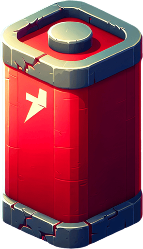 create a red batery.
Single Game Texture.  In-Game asset.  2d.  Blank background.  High contrast.  No shadows