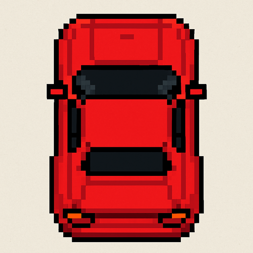Draw 2d pixel car top view Red.
In-Game asset.  2d.  High contrast.  No shadows