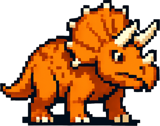 Triceraptos pixel.
In-Game asset.  2d.  High contrast.  No shadows