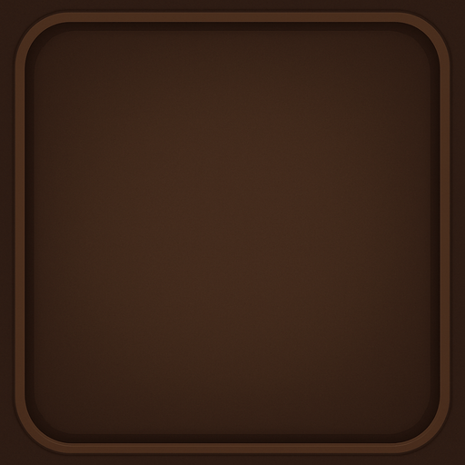Prompt: Create a Dark Brown Hollow-Style Background
Design a sleek and minimal background using a dark brown color (such as chocolate or espresso tones).

Use a hollow or framed appearance — not a solid fill — to keep the center light and uncluttered.

The central area should feel open, possibly with a slight transparency or soft inner shadow.

The darker brown edges should add contrast and warmth without overpowering the game tiles..
In-Game asset.  2d.  High contrast.  No shadows