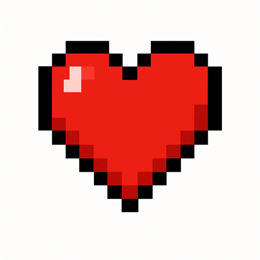pixel heart.
In-Game asset.  2d.  High contrast.  No shadows