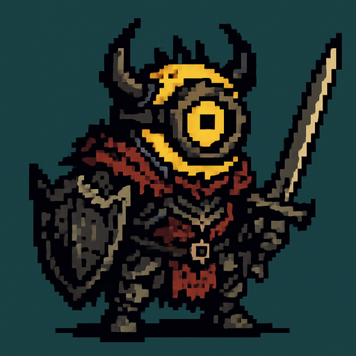 İnfinity Minion character dark souls style 2d pixel art.
In-Game asset.  2d.  High contrast.  No shadows