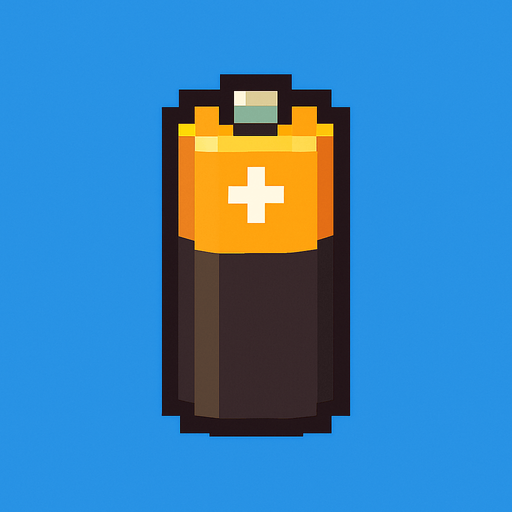 Una pila en estilo pixel art.
In-Game asset.  2d.  High contrast.  No shadows
