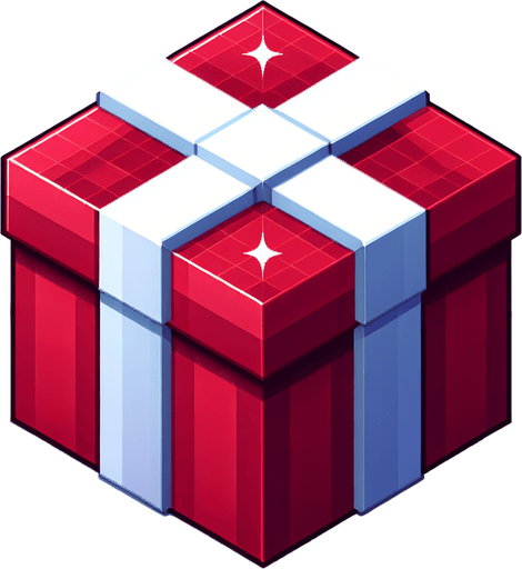 A big red christmas gift, isometric view Single Game Texture. In-Game asset. 2d. Blank background. High contrast. No shadows.