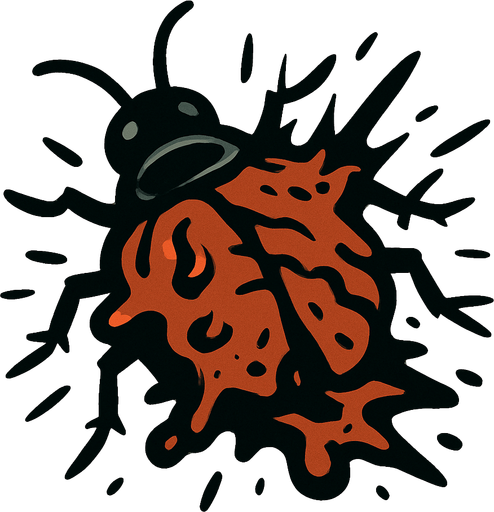 ezilmiş bir böcek.
In-Game asset.  2d.  High contrast.  No shadows