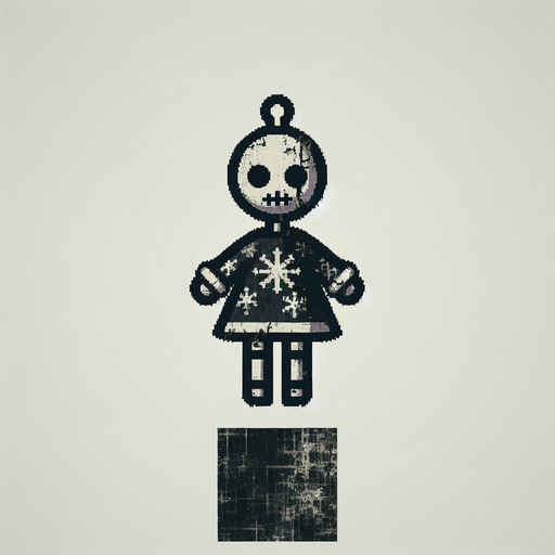 a simple dirty, dark and eerie Christmas doll key.
Single Game Texture. In-Game asset. 2d. Blank background. High contrast. No shadows.