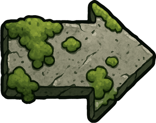The arrow indicator could have a more authentic look—for example, a stone texture covered with moss, with slightly faded colors..
In-Game asset.  2d.  High contrast.  No shadows