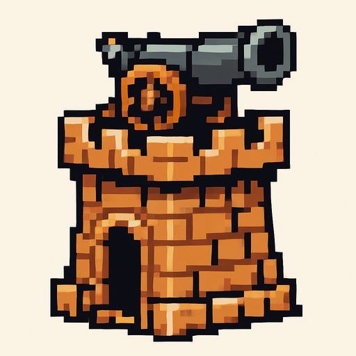 topçu kule pixel art.
In-Game asset.  2d.  High contrast.  No shadows