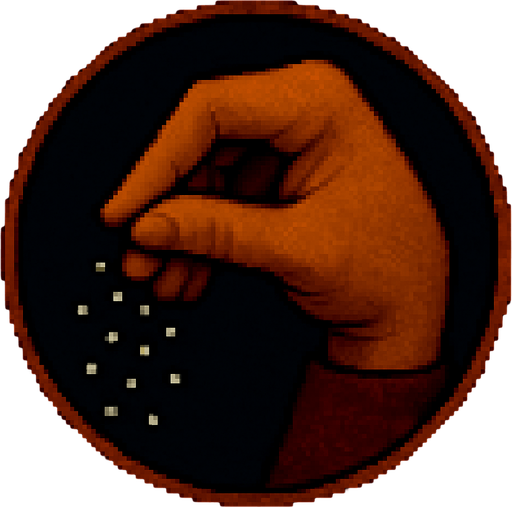 A hand with its fingers symbolizing salt