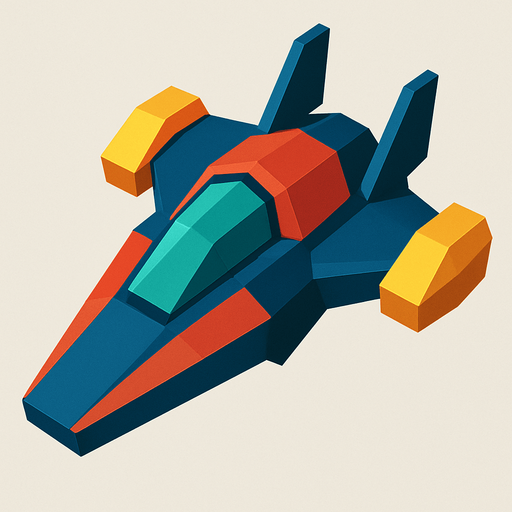 give me a low polly spaceship.
In-Game asset.  2d.  High contrast.  No shadows