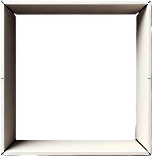 Paper box with black interior bottom view.
Single Game Texture. In-Game asset. 2d. Blank background. High contrast. No shadows.