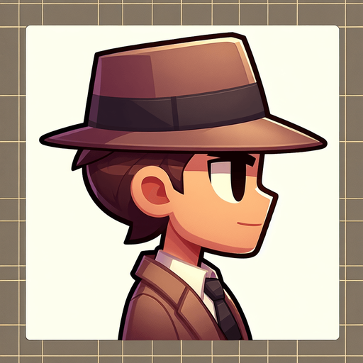 Fedora. Side profile. Cartoon..
Single Game Texture.  In-Game asset.  2d.  Blank background.  High contrast.  No shadows