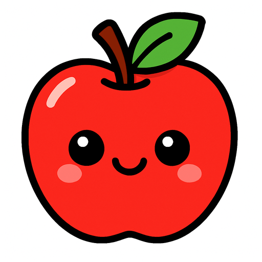 Manzana cute.
In-Game asset.  2d.  High contrast.  No shadows
