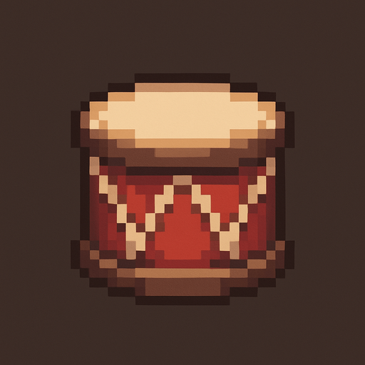 Drum 2d pixelart.
In-Game asset.  2d.  no drums