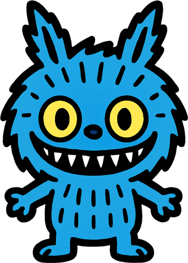 Blue Labubu.
In-Game asset.  2d.  High contrast.  No shadows