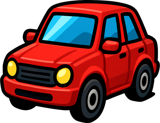 Red car.
In-Game asset.  2d.  High contrast.  No shadows