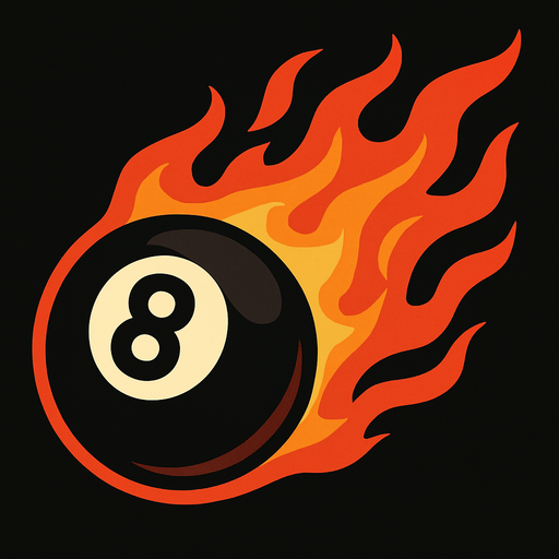 8 ball billard with fire.
In-Game asset.  2d.  High contrast.  No shadows