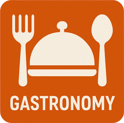 Minimalist icon of gastronomy.
In-Game asset.  2d.  High contrast.  No shadows