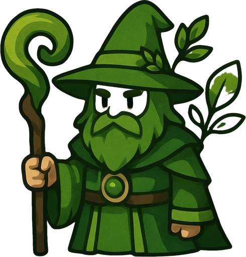 2d in game asset nature (green) wizard.