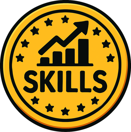 Skills coin.
In-Game asset.  2d.  High contrast.  No shadows