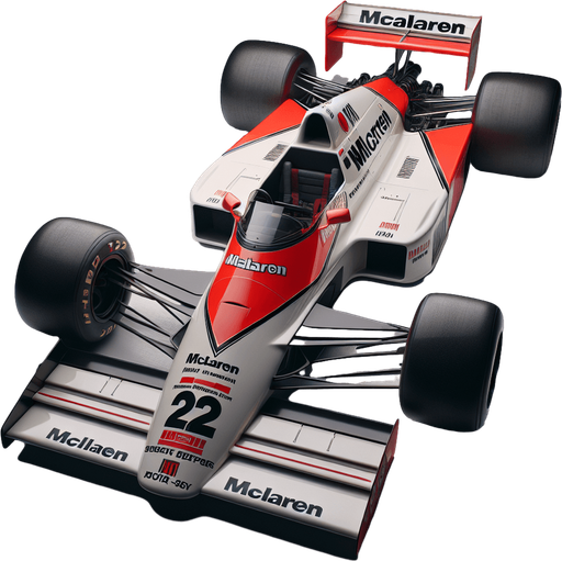 Realistic McLairen MP4/4 F1 race car from 1990. Top view..