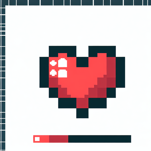 8-bit heart icon..
Single Game Texture. In-Game asset. 2d. Blank background. High contrast. No shadows.