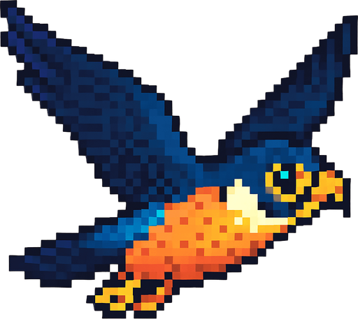 Fastest flaying bird ( Piksel art). Cute. Colorful 
In-Game asset.  2d.  High contrast.