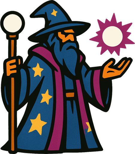 Büyücü.
In-Game asset.  2d.  High contrast.  No shadows