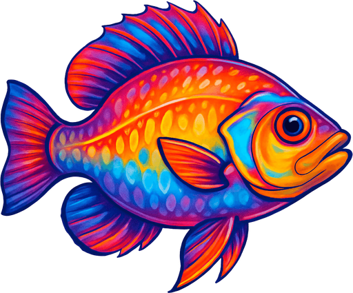 colorfull realistic fish.
In-Game asset.  2d.  High contrast.  No shadows