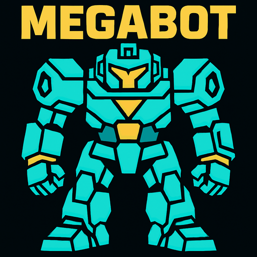 MEGABOT.
In-Game asset.  2d.  High contrast.  No shadows