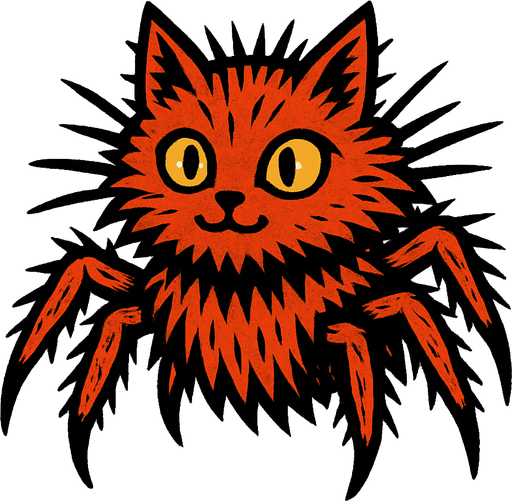 Chat (animal) a la fourrure araignées.
In-Game asset.  2d.  High contrast.  No shadows