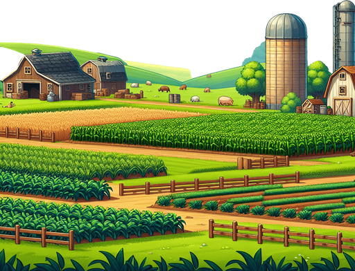 farm style

2D Platformer Background..
Single Game Texture. In-Game asset. 2d. Blank background. High contrast. No shadows.