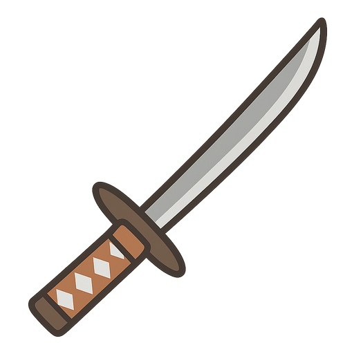 A Katana 2D. No background. Transparent background. Blank background. No shadows. 2d. In-Game asset. flat