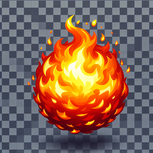 fire ball.
Single Game Texture.  In-Game asset.  2d.  Blank background.  High contrast.  No shadows