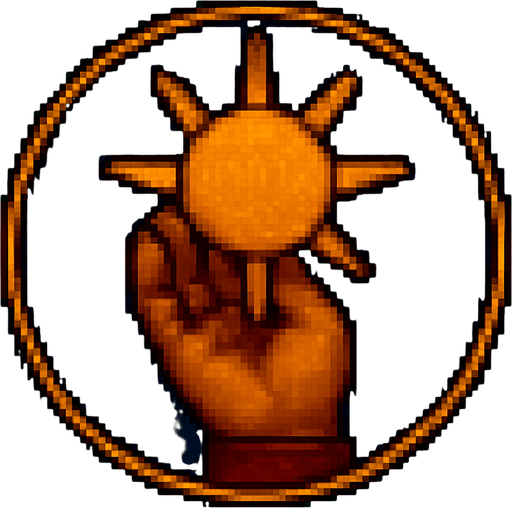 A hand with its fingers symbolizing sun