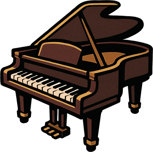 Piano enorme.
In-Game asset.  2d.  High contrast.  No shadows