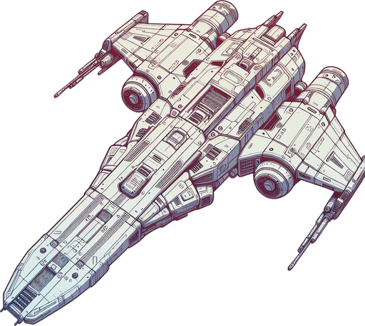 Spaceship facing upward.
Single Game Texture. In-Game asset. 2d. Blank background. High contrast. No shadows.